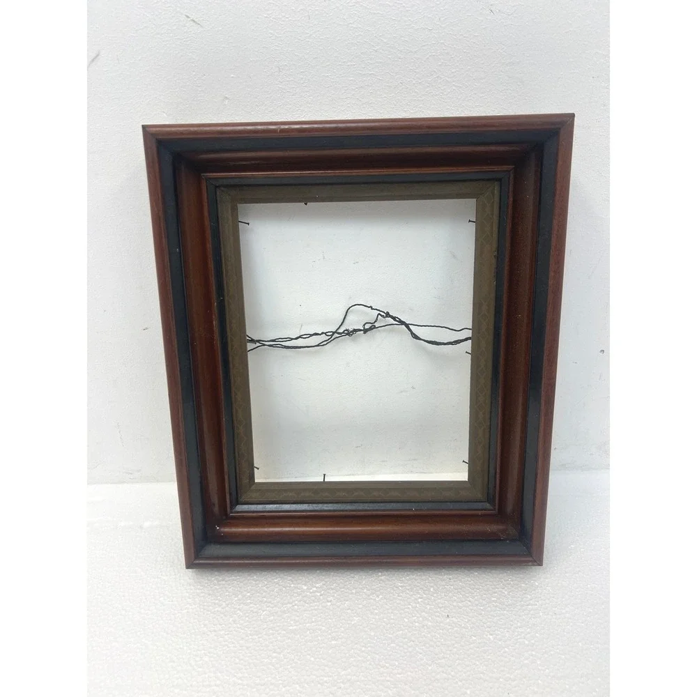 Victorian Shadowbox Deep Carved Wood Picture Frame Gold Trim Fits 8x10 vintage